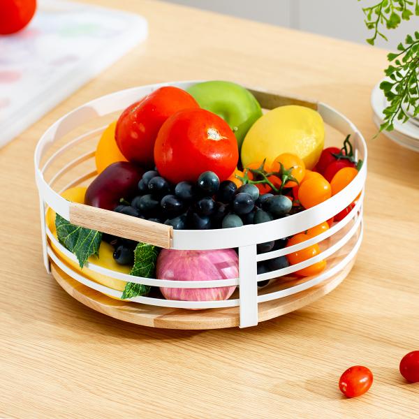 Single Tier Modern Kitchen Organiser Wire Storage Basket with 360 Rotatable Iron