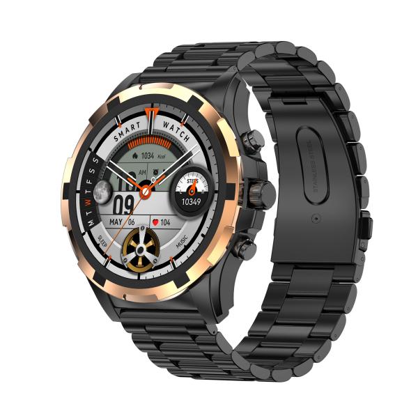 Forme ronde, grand écran de 1,43 pouce, montre intelligente, Bluetooth 5.0Des appels, assistant vocal, surveillance des affaires.