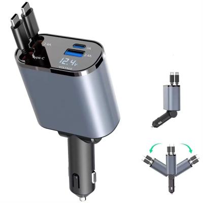 100w Lighter Universal Phone 4 in 1 Usb Type c Retractable Car Charger Fast Charging