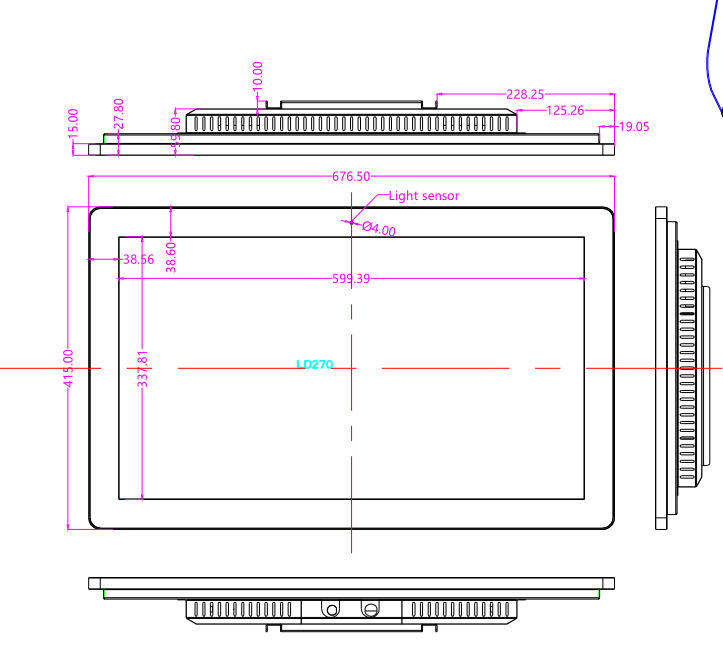 27-inch 1500nits IP65 Rated Outdoor LCD Monitor Waterproof Digital Signage for Industrial Use