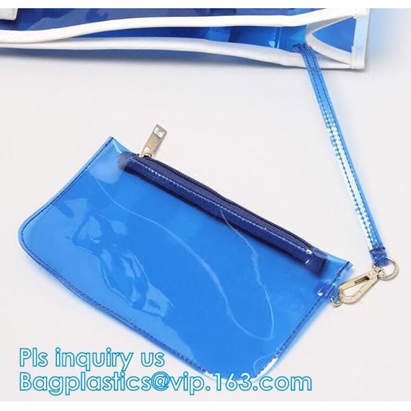 Fashion Summer Women Handbags Transparent Shoulder Bags PVC Tote Beach Bags, Promotional Summer Clear PVC Beach Bag, tot