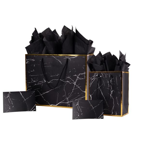 Напечатанные по заказу Luxury Eco Marble Black Gold Boutique Gift Carry Paper Bags для других токенов