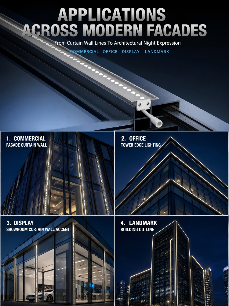 12-14W Flying Wing Architectural Linear Light DC24V IP66 Rating For Facade Lighting