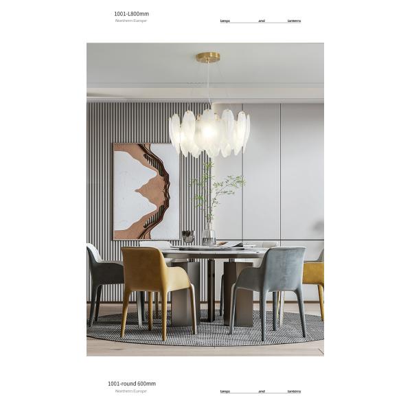 Modern Simple Pearl Feather Glass Chandelier Luxury Living Room Lamp Bedroom Dining Room White Chandelier(WHCY-253)