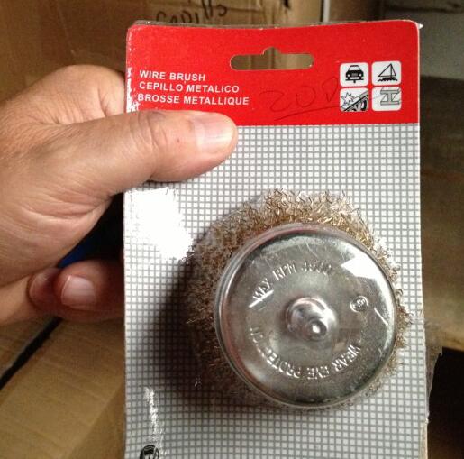 3 Inch Stem Mounted Stainless Steel Cup Brush / Crimped Cup Brush For Edge Blending