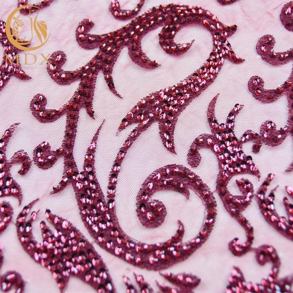 Soft Mesh Beaded Lace Fabric 3D Black Embroidered Lace Fabric 1 Yard