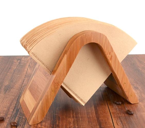 Eco Friendly Bamboo Display Unit Bamboo Coffee Filter Holder Paper Storage Rack