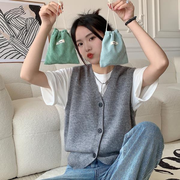 Customized Color Woven Label Storage Drawstring Fabric Packaging Bag for All Seasons