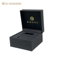 Wholesale Custom Cardboard Luxury Black PU Leather Watch Box Packaging With Logo , Paper Watch Gift Box
