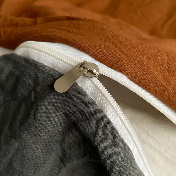 4-piece Duvet Cover Set Solid Color Washed Cotton Bedding Set for Adult and Child