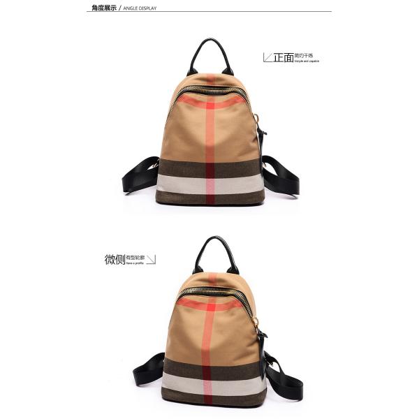 Women Leisure Backpack Style Plaid CanvasBackpack Mommy Bag School Feng Bag