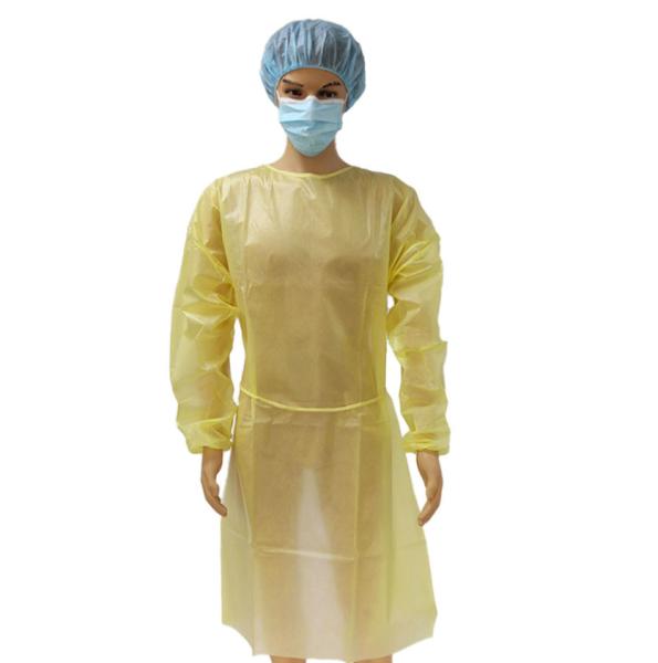 Chemotherapy Gowns Disposable Yellow Color Waterproof Medical Surgical Isolation Gown