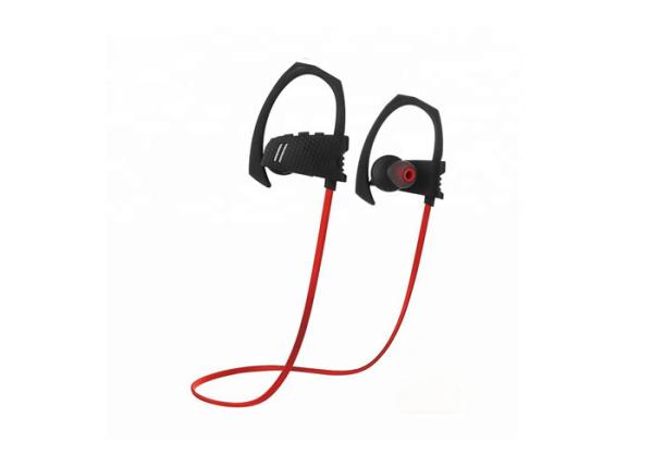 Portable Waterproof Bluetooth Headphones Ergonomic Design Black / Red Color