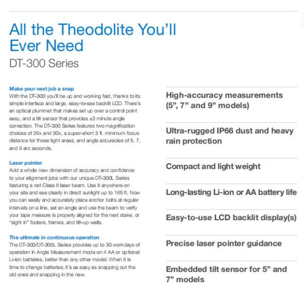 Теодолит теодолита DT-305 DT-307 DT-309 цифров серии DT-300 электронный