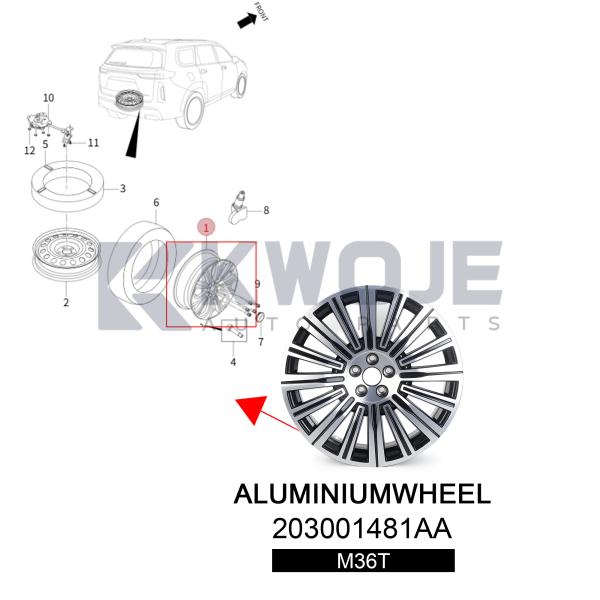 OEM 203001481AA Jarradas de aleación de aluminio para EXEED VX