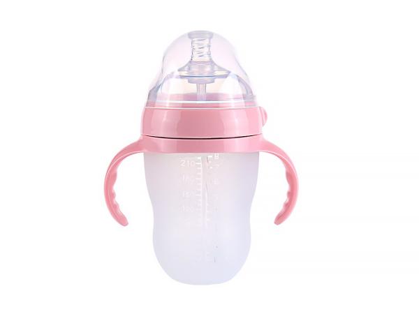 Pink Silicone Baby Milk Bottle For Newborn 13.5 X 6.3cm / 19 X 6.5cm Size