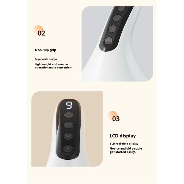 USB Rechargeable Electric Cupping Massager with 9 Strength Grade Suction and 9 Temperature Settings for Deep Muscle Relaxation