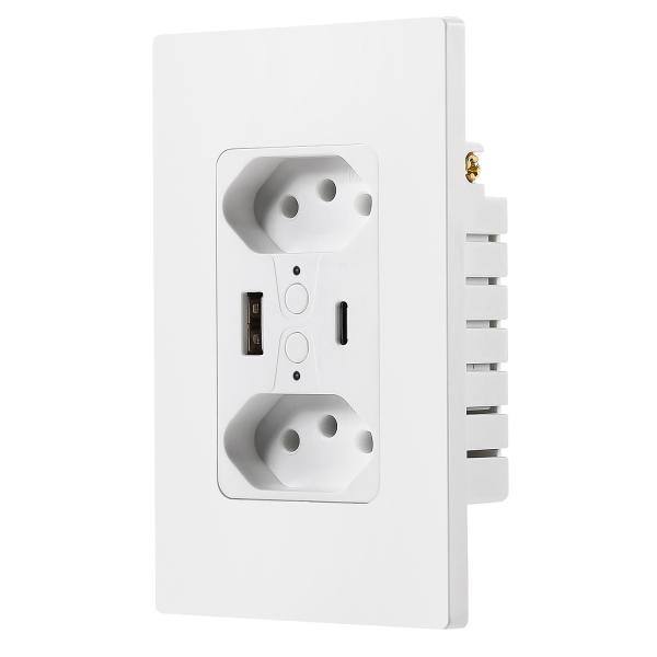 Annatel Tuya Wifi Socket 110V - 240V Brazilian Wall Outlet With USB And Type C Socket