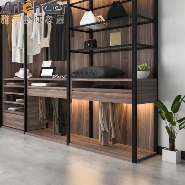 Modern Stylish Glass Door Walk In Wardrobe with Customized Size for Bedroom