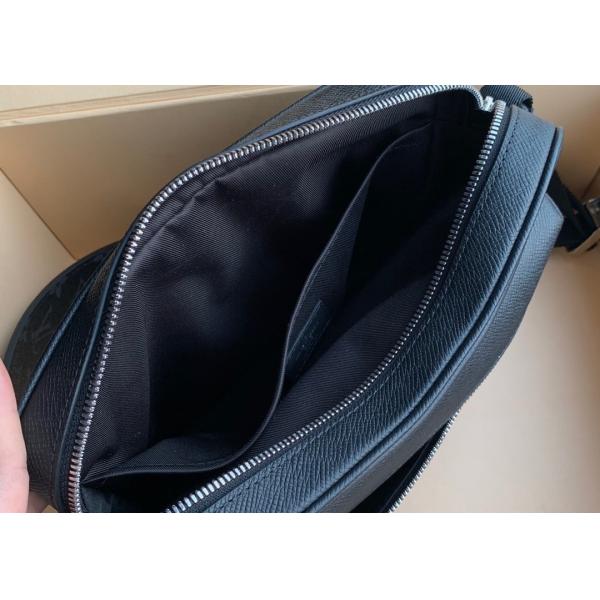 Black Square Taiga Leather Message Luxury Cross Body Bag Single Shoulder