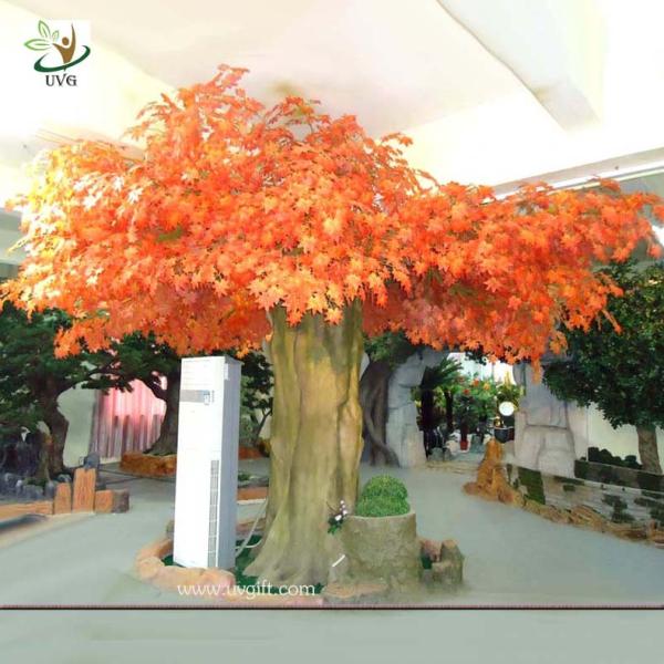 UVG 10ft orange large indoor artificial maple tree with hollow trunk for home