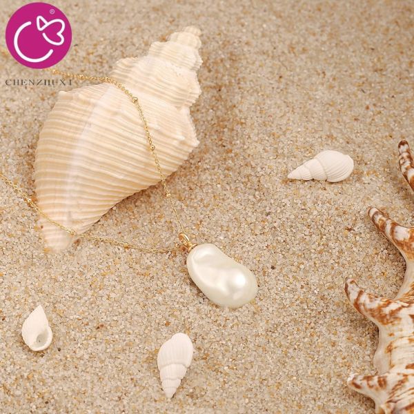 Chic Jewelry Natural Baroque Tahiti Pearl Pendent Necklace for Women Men