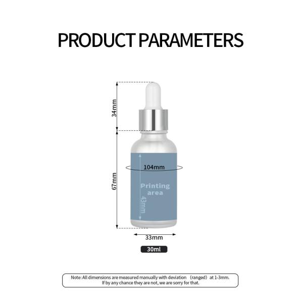 Le compte-gouttes de Matte White Glass Essential Oil met 30ml en bouteille avec le chapeau argenté