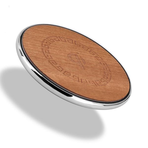 10w Desktop Round Wooden Wireless Charger , Iphone Wood Charger For Samsung Mobiles