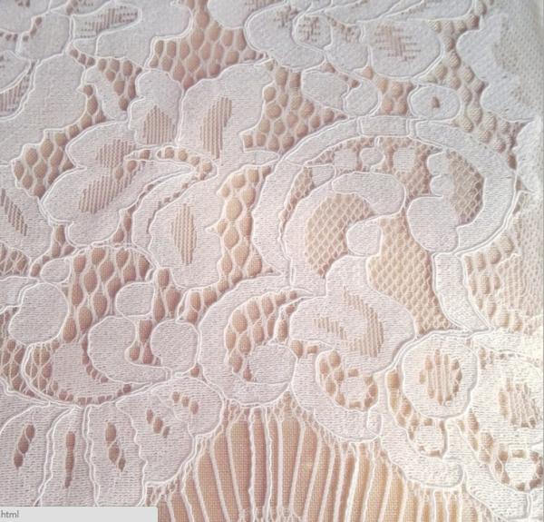 French  Eyelash Lace Fabric with cord  for Bridal Dress with Ivory / Pink color
