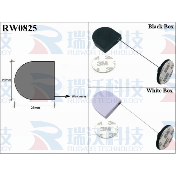 RW0825 D-Shaped Retractable Tether Plus Dia 38mm Circular Adhesive Plastic Plate Connector
