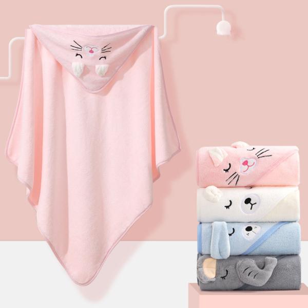 Colors Newborn Animal Baby Hooded Bath Towel Plain with Materials and Digital Print