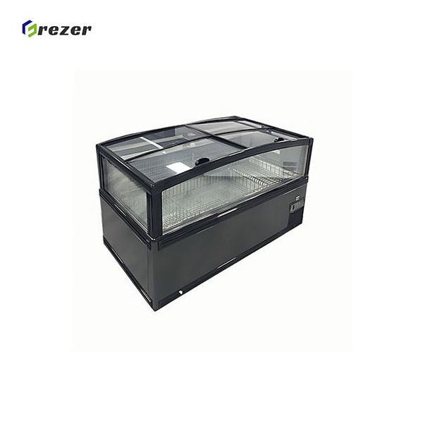 Digital Control Horizontal Display Fridge Circular Arc Glass Door Display Chiller For Seafood