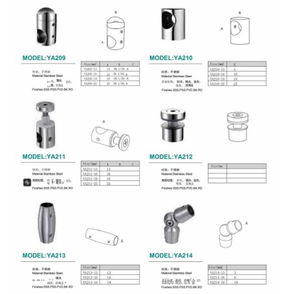 Marine Grade Glass Balustrade Fittings Stainless Steel Handrail Clamps for Villa Deck Wall Balcony Railing Satin Finish