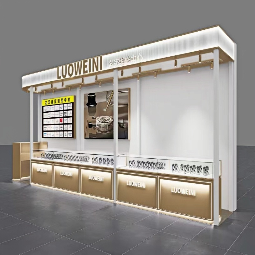 BX Factory Wholesale Watch Display Showcase Wood & Glass Watch Counter with LED Lighting System