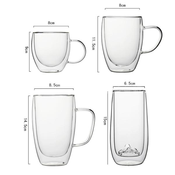 180ml Heat Insulated Personalized Glass Cup Heart Shape Double Wall Glass Cup