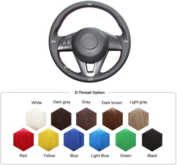 DIY Suede Steering Wheel Cover for Mazda 3 Axela Mazda 6 Atenza Mazda 2 CX-3 CX3 CX-5 CX5
