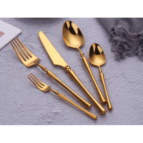 Elegant Design 304 Stainless Steel Flatware Mirror Gold Kitchen Cutlery Knife Fork Spoon
