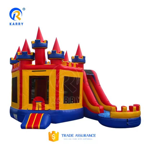Summer Swimming Games Mini Inflatable Castle with Water Slide Blower Combo PVC Material