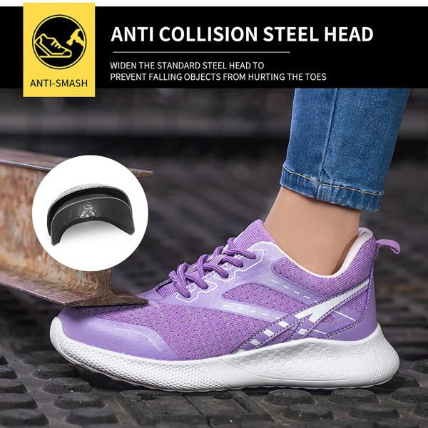 Zapatos de trabajo de seguridad para mujeres de pie de acero Zapatos ligeros y transpirables