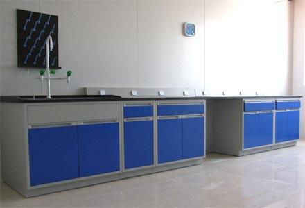 All Steel Acid / Alkali Resistance Laboratory Wall Bench With Sink / Faucet