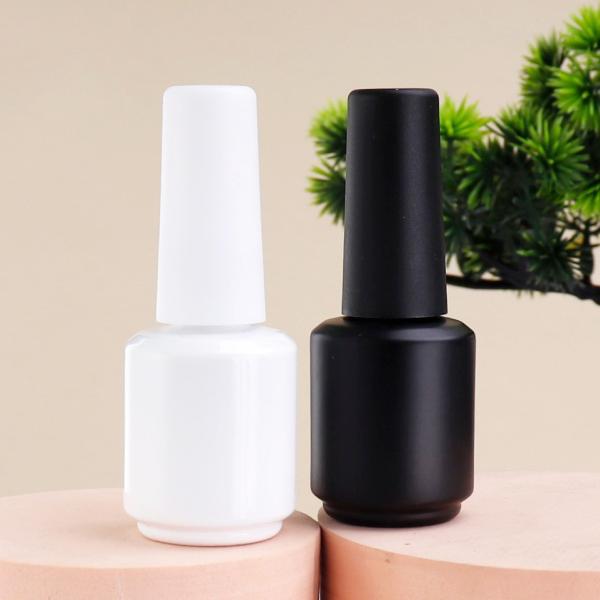 2025 Empty 8ml 15ml Brown Glass Round Nail Polish Bottles With Cap and Fan Brush for Nail Art Hot Stamping Graphic Design
