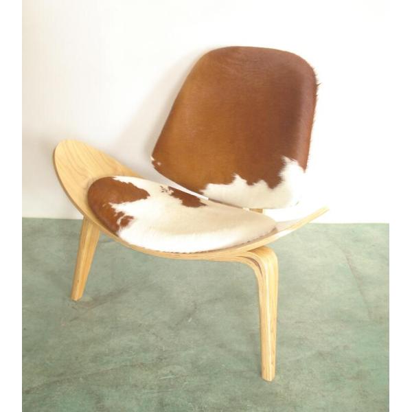 Modern Leisure Shell Chair Lounge Chair In Dark Brown Leather wood stool