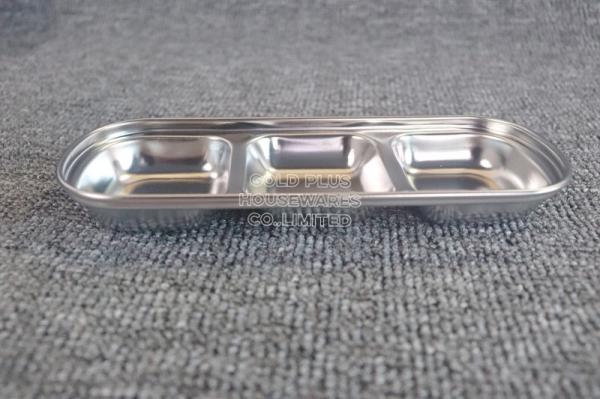 Chinese factory rectangular stain dipping plates restaurants serving dishes  3 compartment divided sauce dishes