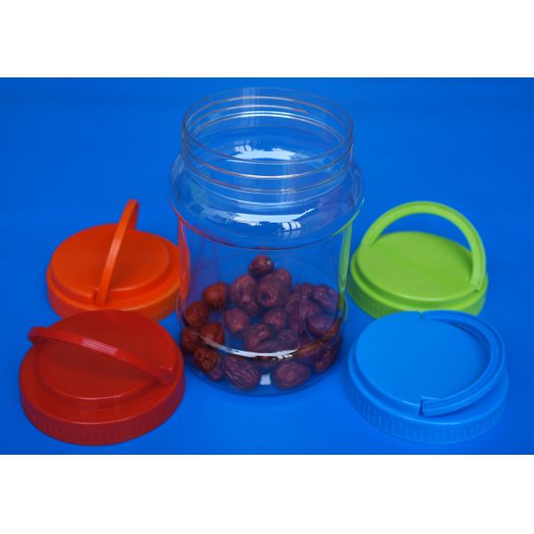 Round Shape PET Airtight Plastic Jars Colorful Cover Water Resistance