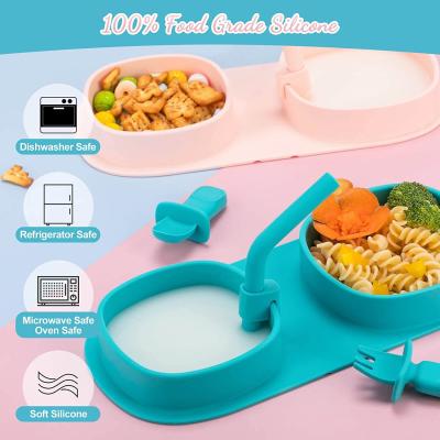 Ensemble micro-ondable de vaisselle de silicone de FDA, plats inodores d'aspiration avec des couvercles