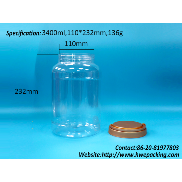 Bpa Free Handle Cap Transparent Round Wide Mouth PET Plastic Milk Powder Spoon Jar