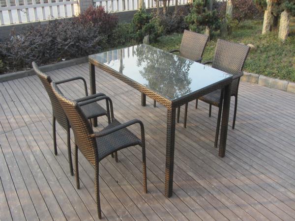 4 Seat Country Style PE Rattan Wicker Kitchen / Dining Room Sets