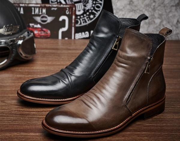 Botas de tornozelo masculino botas de tornozelo cordel de couro genuíno botas vintage pontiagudas