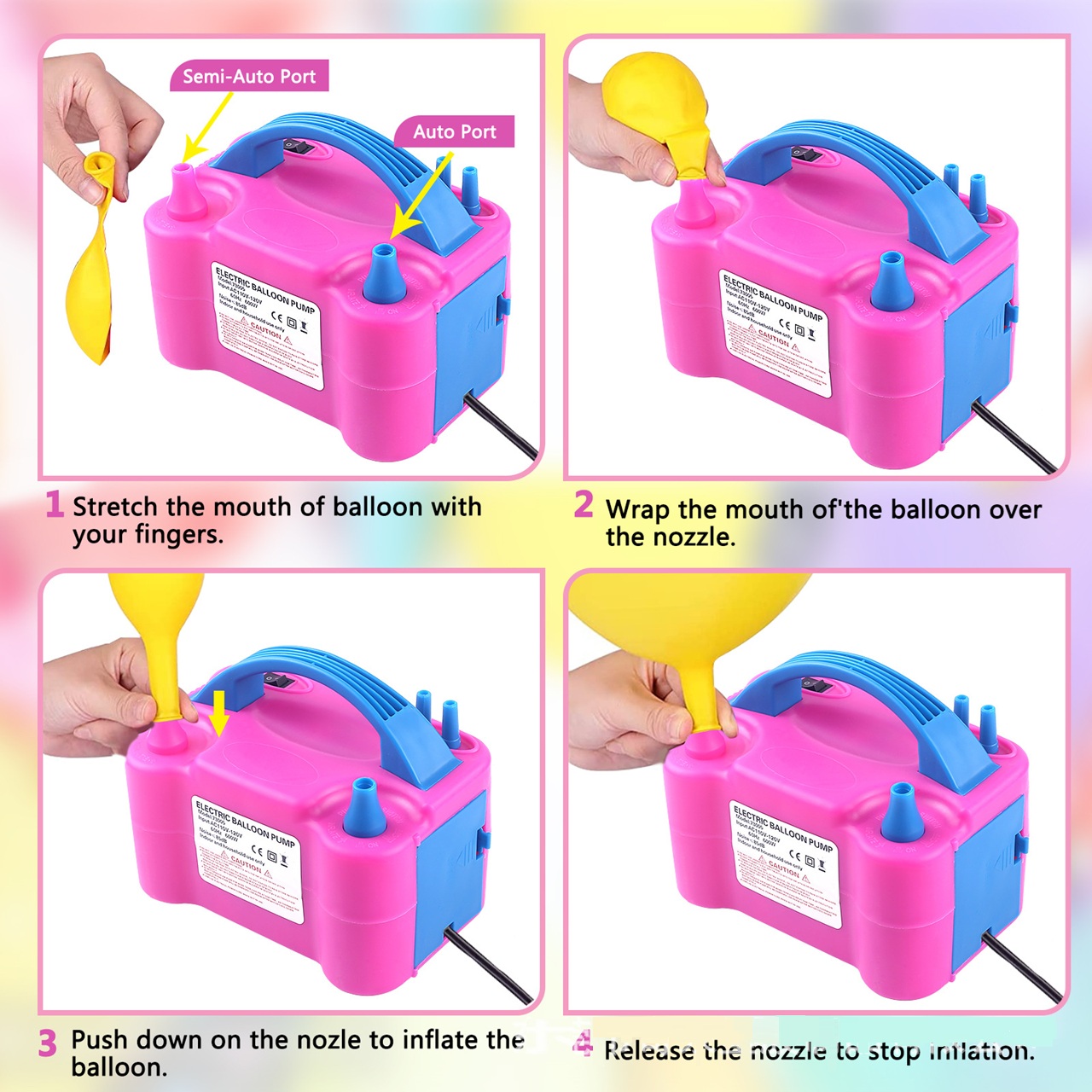 SPU Dual-Purpose Electric Air Pump Double-Layer Balloon Inflator PP Material Portable Automatic for Wedding Room Decorations