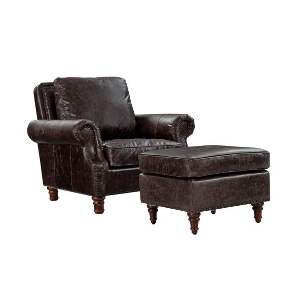 Solid Wod Legs Vintage Leather Furniture Sofa Footrest Living Room Storage Ottoman